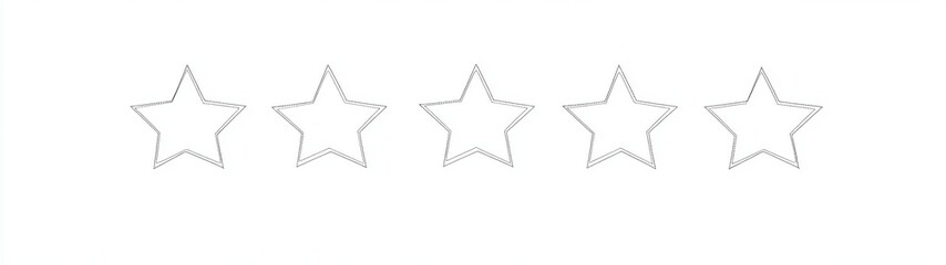 Obraz premium A row of five stars with a white background. The stars are all the same size and are evenly spaced