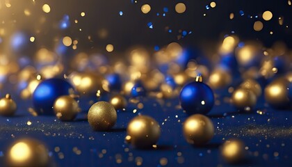Obraz premium Abstract Opulence: A Visual Feast of Golden Particles on a Midnight Blue Background