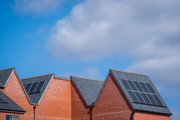 Solar energy panel on new built house roof in england uk