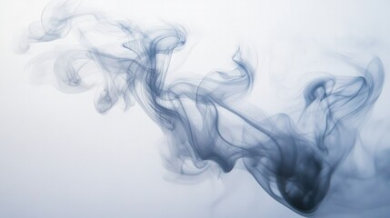 Dramatic swirls of smoke moving in a wave-like pattern against a pure white backdrop, suitable for use in calming or meditative themed images.