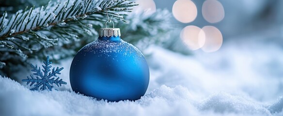 The Blue Ornament on Snow