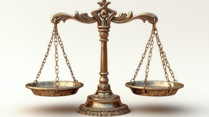This balance scale, featuring an intricate design and polished surface, represents the concept of justice and equality. It stands elegantly against a soft background.