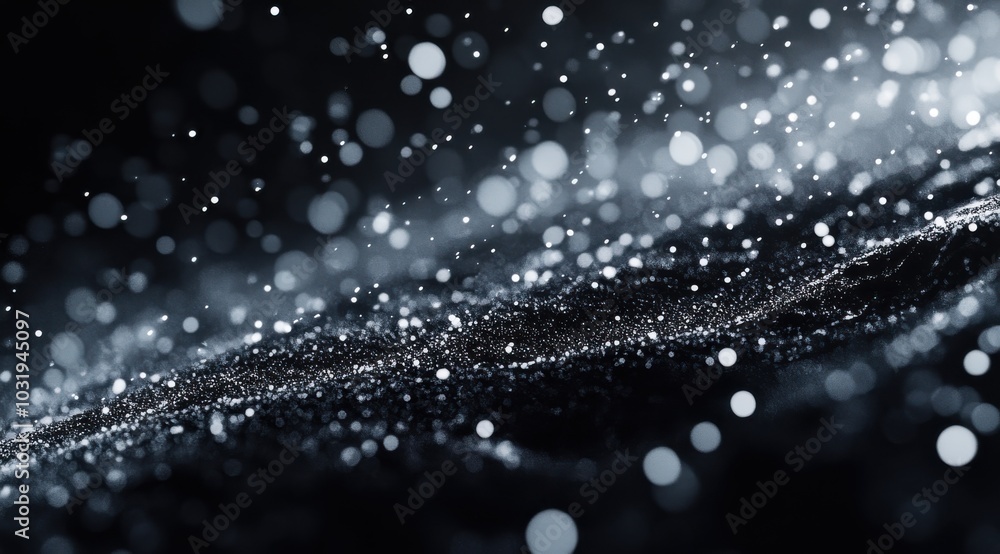 Poster the image is a blurry, dark blue background with a lot of small, white dots scattered throughout. th