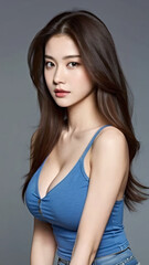 Fototapeta premium Beautiful body of Asian woman, close up portrait.