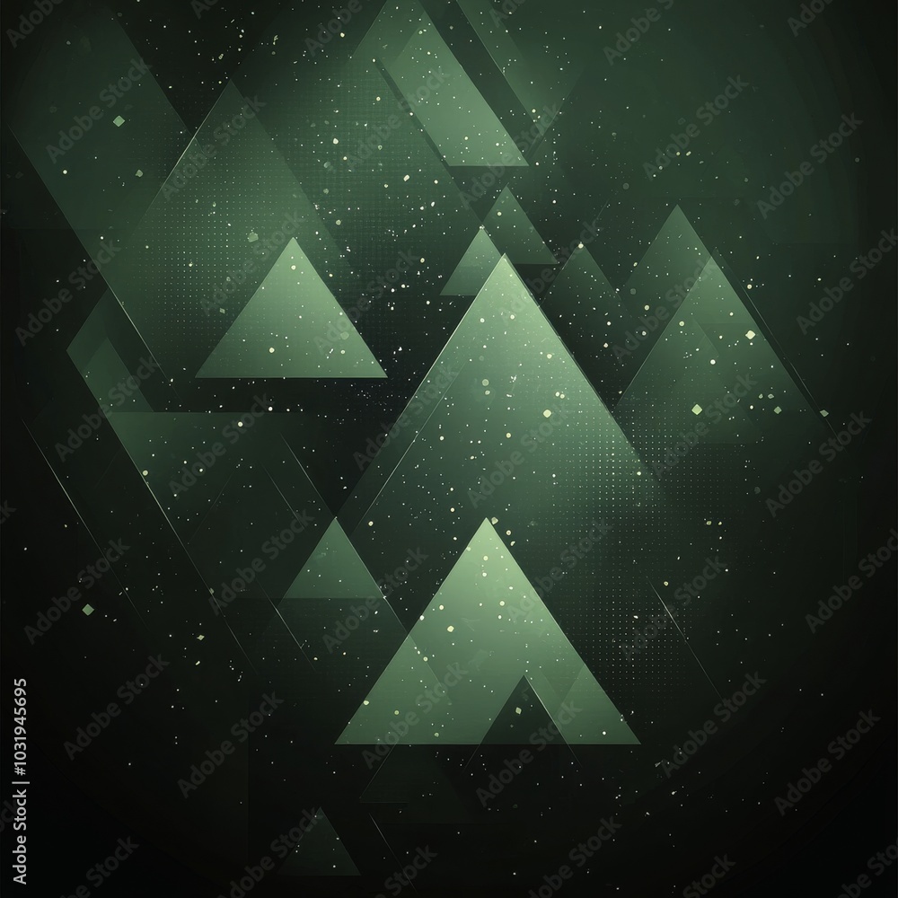Poster geometric green triangular shapes create a modern abstract background with depth and texture