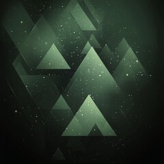 Geometric green triangular shapes create a modern abstract background with depth and texture