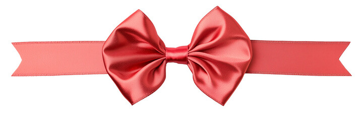 Realistic Red Satin Ribbon Tied With a Bow on White/ Transparent Background