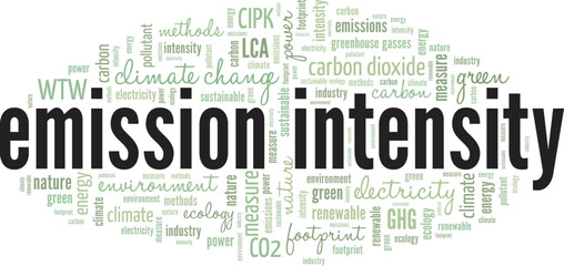 Fototapeta premium Emission Intensity word cloud conceptual design isolated on white background.
