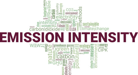 Emission Intensity word cloud conceptual design isolated on white background.