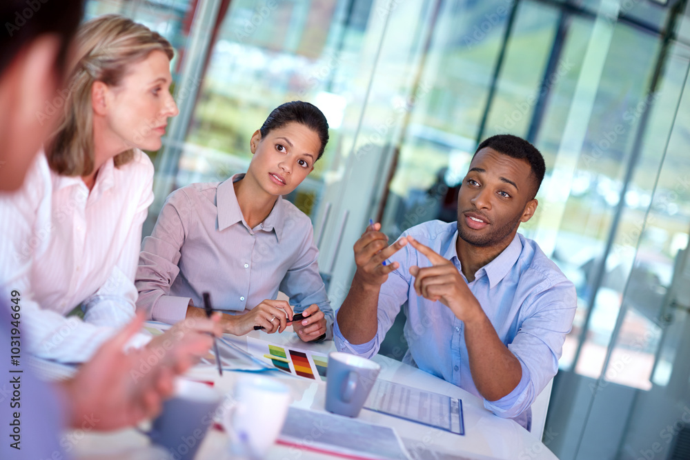 Aufkleber business people, collaboration and conversation with team and management of work consultant staff. d