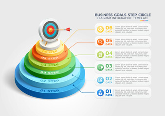 3D infographic template featuring a Archery target with arrows