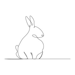 Bunny rabbit in continuous line art drawing style. Hare black linear sketch isolated on Vector illustration
A minimalist line art illustration of a rabbit sitting next, all depicted with smooth, 