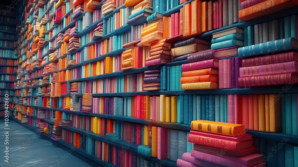 Poster delightful 3d illustration celebrating world book day highlighting a magical bookshelf overflowing w