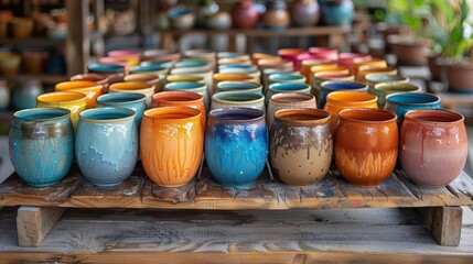 Handmade Pottery Making Kits, vibrant colors, creative process, cozy setting, inviting