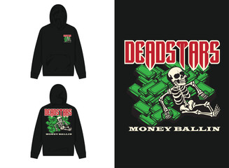 Urban Streetwear With Skull and Money Illustration