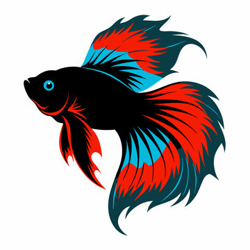 recommend clip art: Betta bass fish vector silhouette illustration on white background