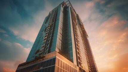 Modern Skyscraper at Sunset