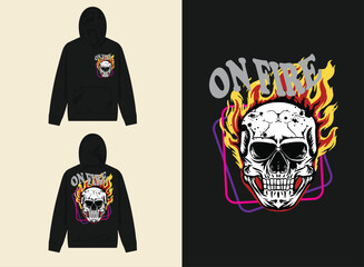 Streetwear graphic Design On fire skull