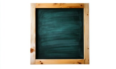 Blackboard with a wooden frame, isolated on a white background, front view.