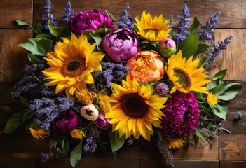 Fototapeta premium vibrant floral flat lay arrangement summer vibes celebrating bright colors beauty, rainbow, lgbtq, lgbt, pride, colorful, love, equality, art, aesthetic