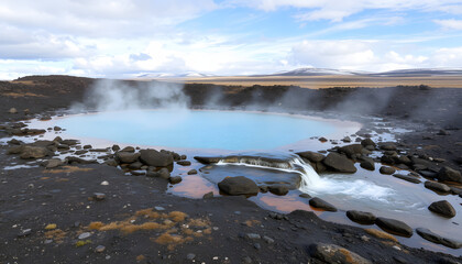 Reykjandalur hot spring isolated with white highlights, png