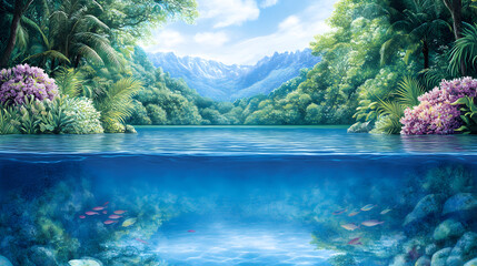 A Breathtaking Split-View Illustration of the Duality of Life in an Exquisite Rainforest Ecosystem