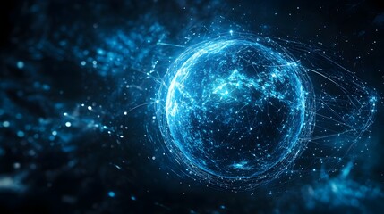 Luminous Quantum Entangled Sphere Linking Distant Planetary Systems in a Futuristic Digital Space