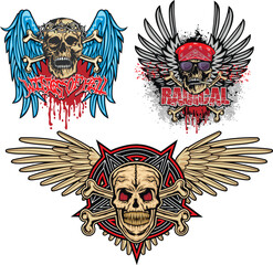 Obraz premium Gothic sign with skull, grunge vintage design t shirts