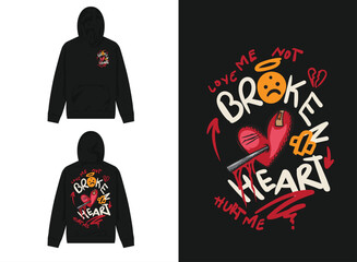 broken heart bleeding design hoodie for streetwear