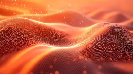Glowing Particle Landscape in Warm Tones