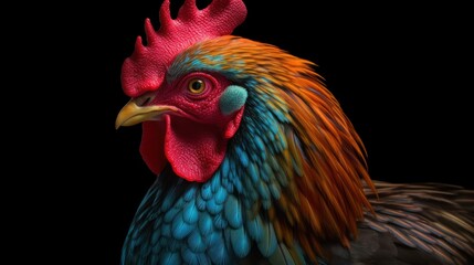 Fototapeta premium Vibrant Rooster Portrait