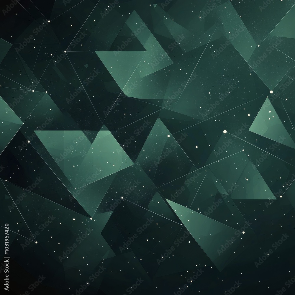 Poster geometric green triangular shapes create a modern abstract background with depth and texture