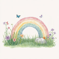 Watercolor Rainbow Forest Illustration - A Magical World of Colors and Wonders