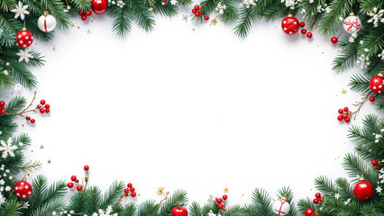 Christmas Frame Illustration with Snowflakes and Ornaments