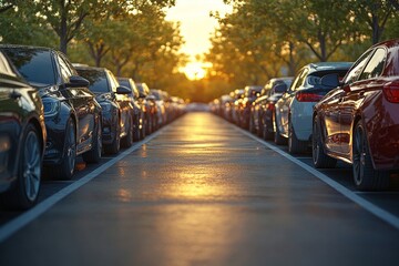 Obraz premium A cars parked in an outdoor. Generative AI