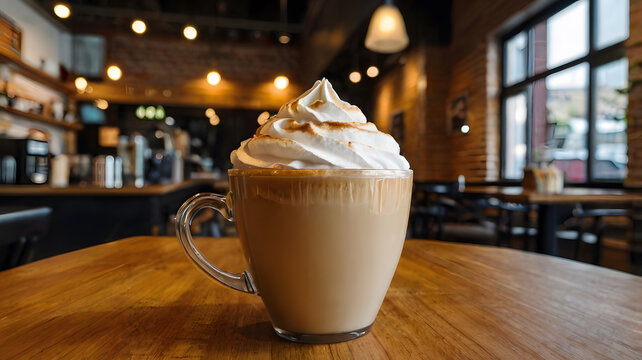 Coffee latte in coffee shop cafe