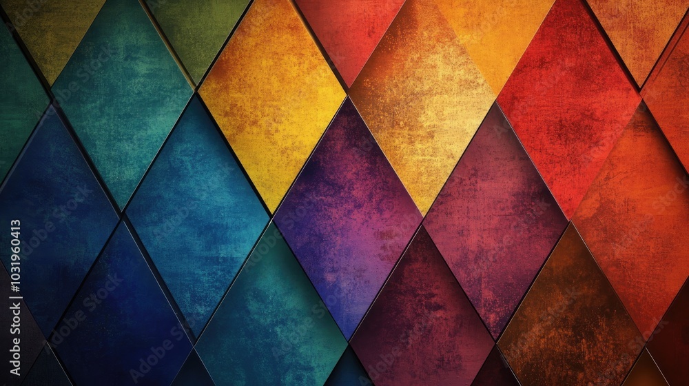 Poster A bold, colorful background with equilateral triangles in multiple sizes and colors, layered from large to small, repeating across the surface