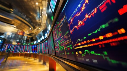 Holographic stock exchange price chart display with dynamic quotes