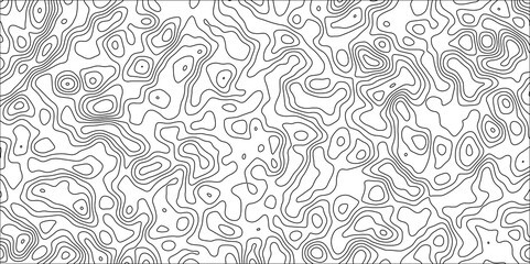 Abstract black & white topographic Contour Scheme and Terrain on old paper. Geographic mountain terrain. Contour map background. Cartographic Weave with seamless striped patterns and wavy Lines