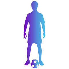 Soccer Player Silhouette with Gradient Color Design. Isolated Vector Illustration.