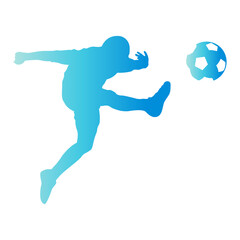 Soccer Player Silhouette with Gradient Color Design. Isolated Vector Illustration.