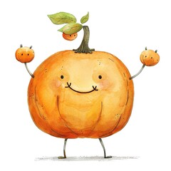 Obraz premium happy pumpkin drawn on white background