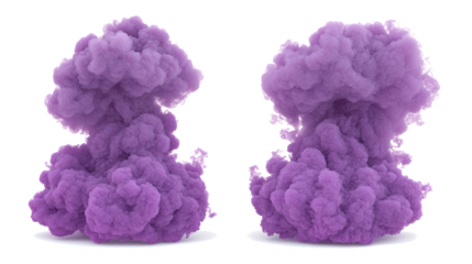 Purple Smoke Clouds in a Collection on a Transparent Background Generative AI