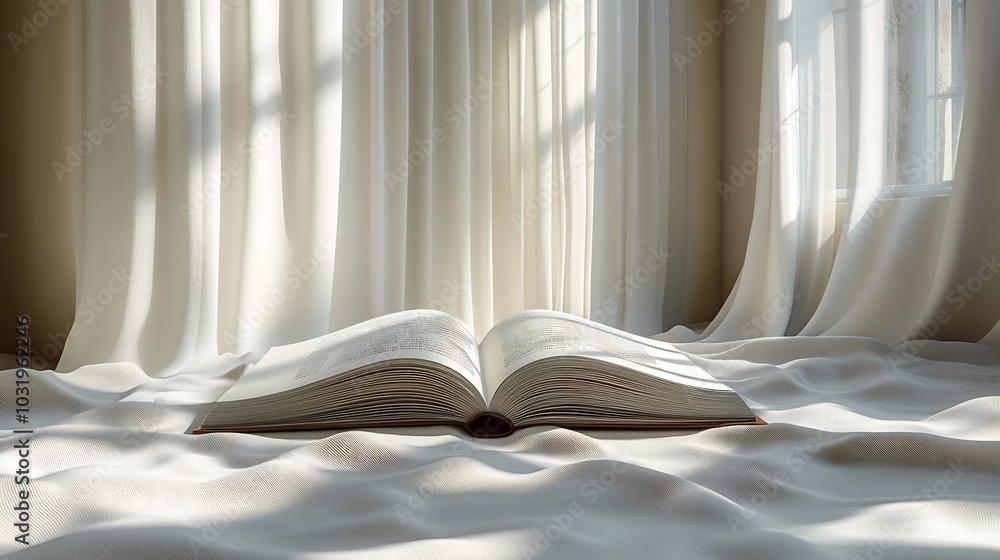 Poster detailed 3d rendering for world book day showcasing an open book on a minimalistic background with g