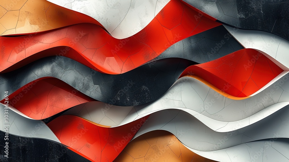 Poster Abstract wavy patterns in vibrant colors create a dynamic visual composition.