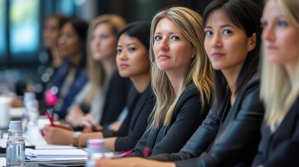 Women in leadership programs attending workshops and training sessions, building skills for future executive roles
