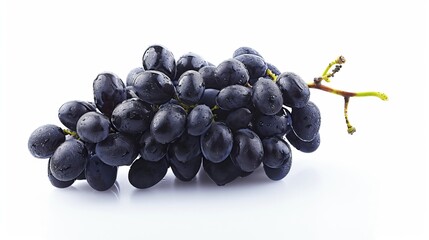 Fototapeta premium Elegant Display of Juicy Black Grapes on a Minimalist White Background