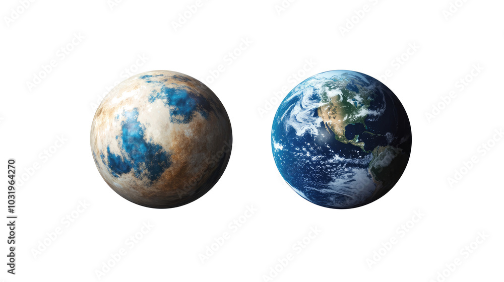 Aufkleber earth and another planet on transparent background generative ai