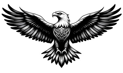 Obraz premium Black and White Eagle with Tribal Design on Chest 