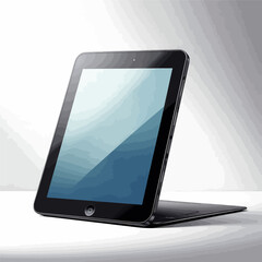 Black Tablet Computer on White Background